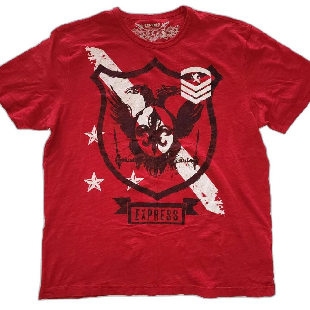 Express Men's Red Graphic T-shirt Size XL